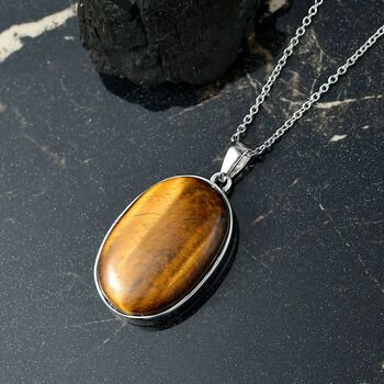 EverTrue Tigerauge Anh&auml;nger mit 50cm Kette - 29 ct.