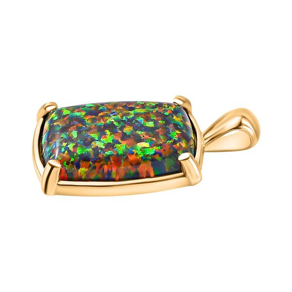 Labor erstellt schwarzen Opal Anhänger, 925 Silber Gelbgold Vermeil ca. 5.49 ct image number 4