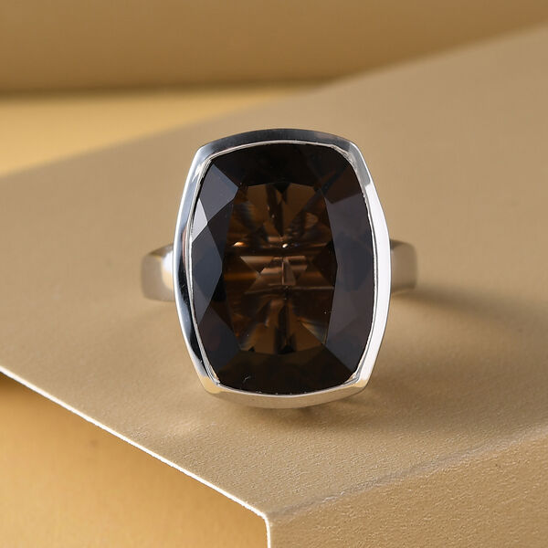 Rauchquarz-Ring, 925 Silber platiniert  ca. 13,18 ct image number 2