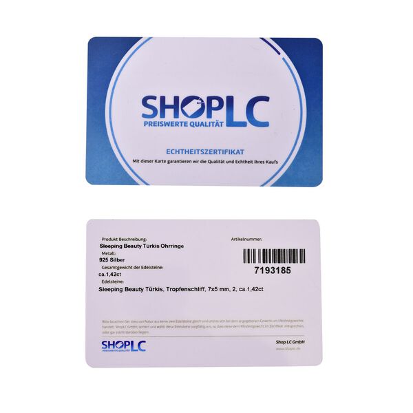 AA amerikanische, nat&uuml;rliche Sleeping Beauty T&uuml;rkis-Ohrh&auml;nger - 1,44 ct. image number 7