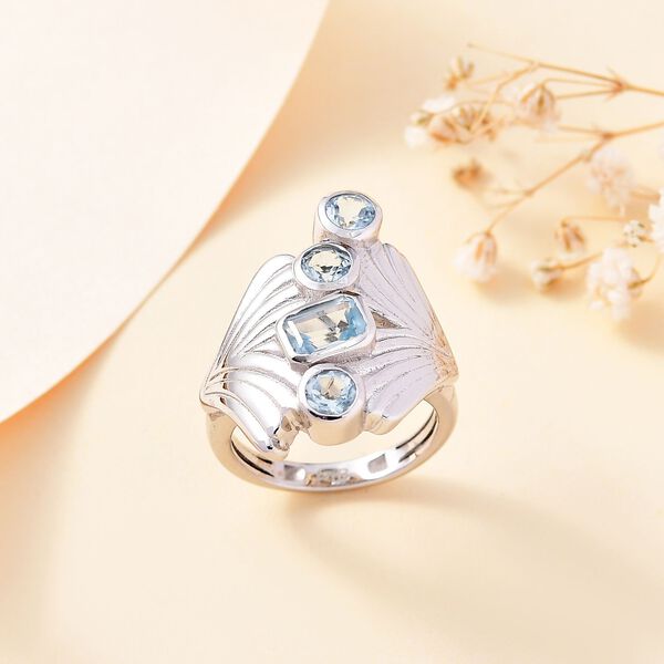 Himmelblauer Topas Ring Messing (Gr&ouml;&szlig;e 16.00) ca. 1,72 ct image number 2