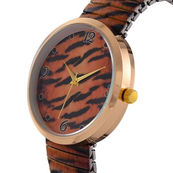 STRADA - Japanisches Uhrwerk, Flexible Uhr, Tiger Muster