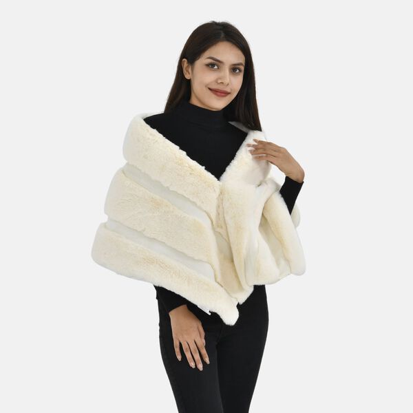 LA MAREY Kunstfell Stola, cr&egrave;me image number 1