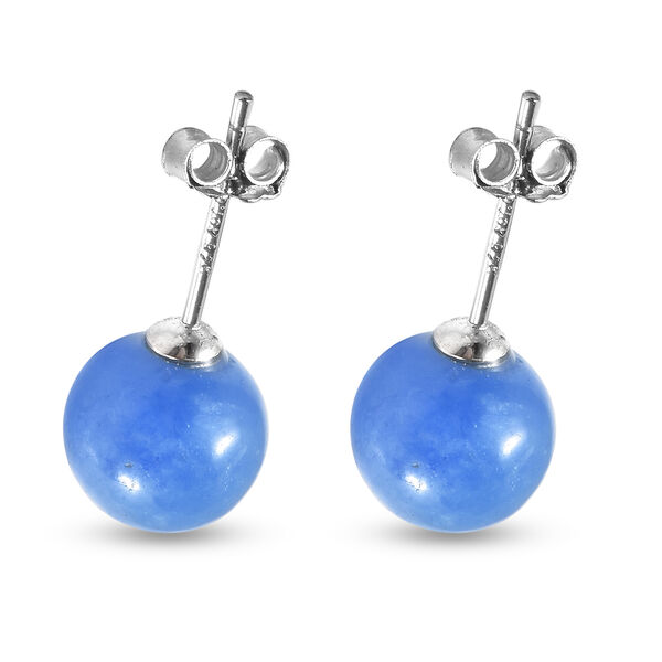 2er-Set flexibles, blaues Jade-Armband, 19 cm, und Ohrstecker, 925 Silber rhodiniert ca. 126,00 ct image number 5