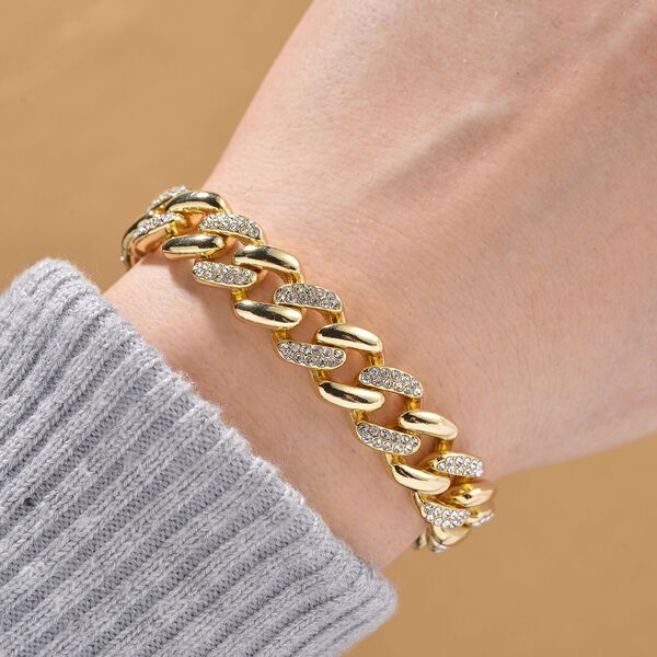 Wei&szlig;er Kristall Armband ca. 19 cm, Goldfarben image number 1