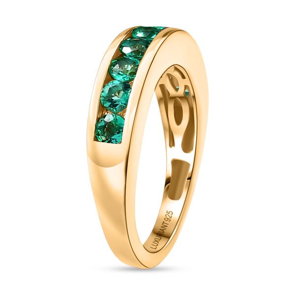AAA Lab Created Kolumbianischer Smaragd Ring 925 Silber 750 Gelbgold Vermeil (Größe 20.00) ca. 0,95 ct image number 4