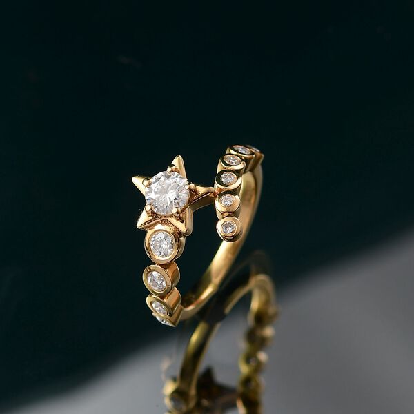 D&rsquo;Joy Moissanit Bypass Ring, 925 Silber vergoldet - 0,79 ct. image number 1