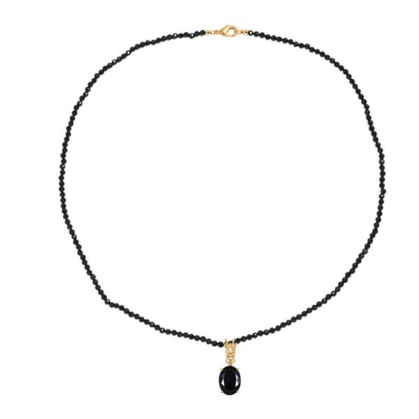 EverTrue AA schwarzer Glasachat Anh&auml;nger mit 50cm schwarze Spinell Kette - 51,37 ct. image number 3