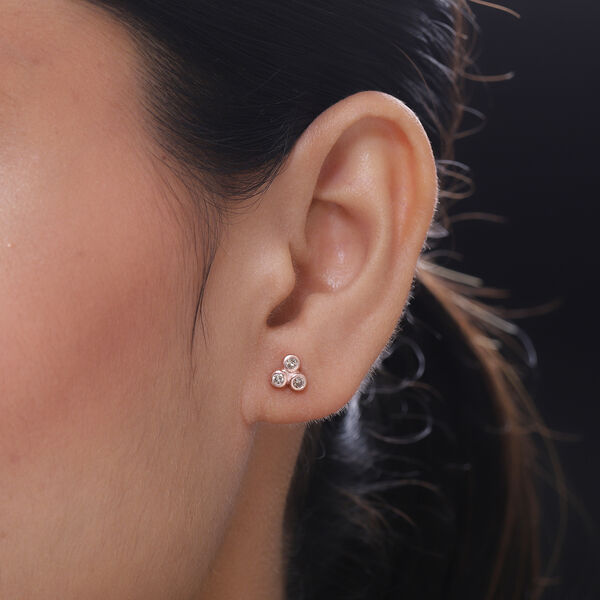 Champagner Diamant Trilogie-Ohrstecker in Silber image number 3