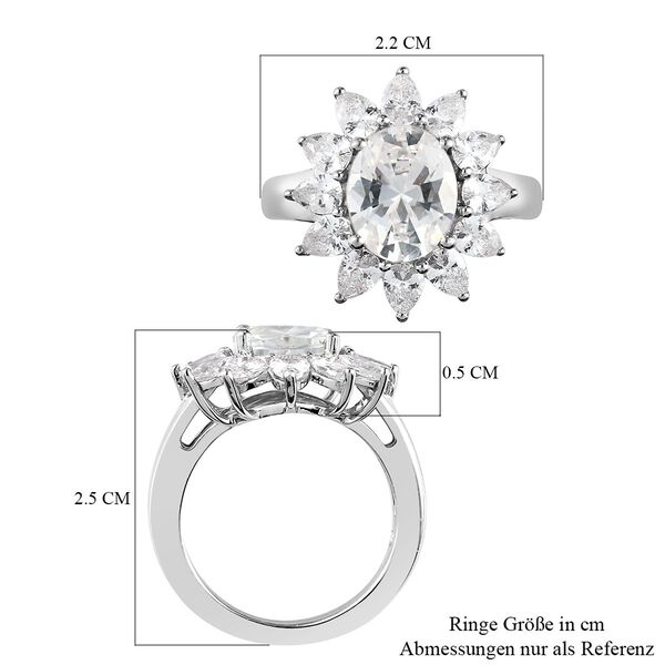 Weißer Zirkonia Ring, Messing Ionenbeschichtetes Platin (Größe 16.00) ca. 7.22 ct image number 7
