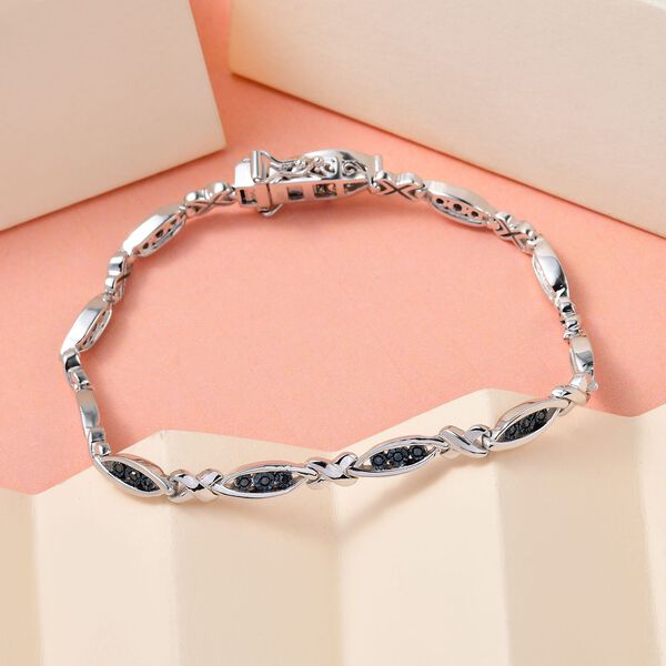 Blaues Diamant Armband, ca. 19 cm, 925 Silber platiniert ca. 0.33 ct image number 2