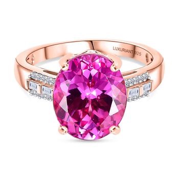 LUXURIANT AAA Labor Rosa Saphir und Moissanit Ring - 6,51 ct.