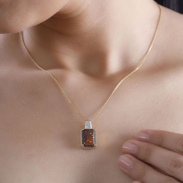 Labor schwarzer Opal und Zirkon-Anh&auml;nger - 3 ct. image number 3