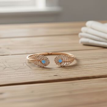 Blauer Kristall und wei&szlig;er Zirkonia 19cm Armreif