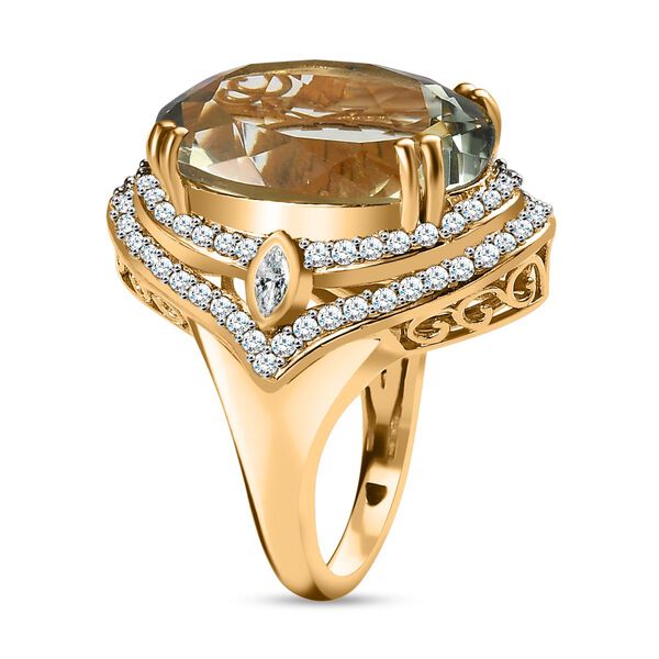 AA Prasiolith und Zirkon Cocktail Ring - 18,74 ct. image number 4