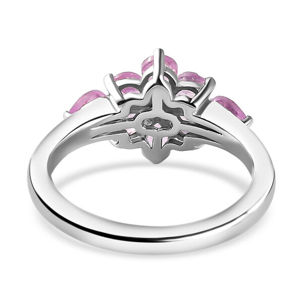 Ilakaka Rosa Saphir (Fissure gef&uuml;llt) und wei&szlig;er Zirkon-Ring, 925 Silber platiniert (Gr&ouml;&szlig;e 19.00) ca. 1.65 ct image number 6