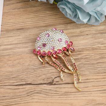 Mehrfarbige Kristall-Brosche, Qualle