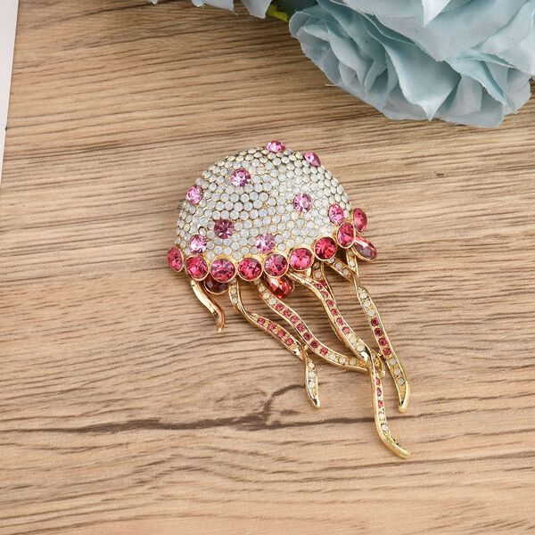 Mehrfarbiger Kristall Brosche  Gelb image number 1