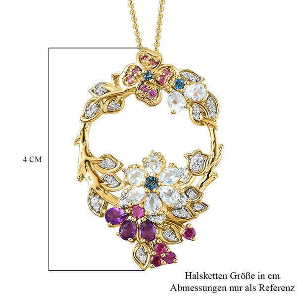 GP Italian Garden Kollektion - Mehrfarbiger Edelstein-Anhänger mit Kette in Silber image number 7