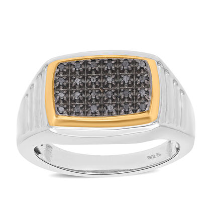 Schwarzer Diamant P Ring, 925 Silber platiniert, (Gr&ouml;&szlig;e 16.00), ca. 0.15 ct