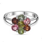 AA Mehrfarbiger-Turmalin Ring, 925 Silber rhodiniert, (Größe 21.00) ca. 1.99 ct