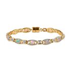 AA Natürlicher, äthiopischer Welo Opal, Weißer Topas Armband ca. 19 cm 925 Silber Gelbgold Vermeil ca. 5,13 ct.