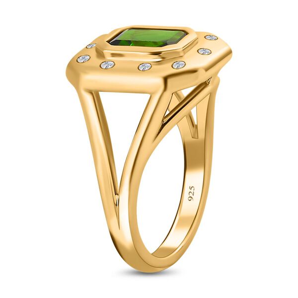 Nat&uuml;rlicher Chromdiopsid, Wei&szlig;er Zirkon Ring, 925 Silber vergoldet (Gr&ouml;&szlig;e 17.00) ca. 1.61 ct image number 5
