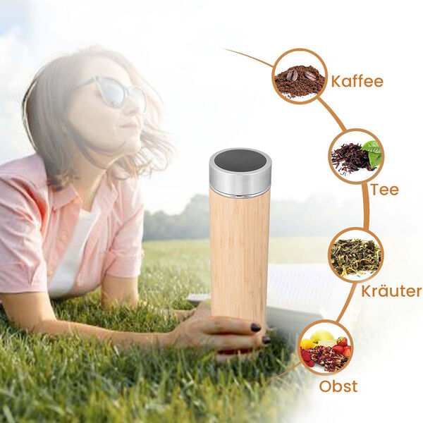 Bambus-Thermobecher mit digitaler Temperaturanzeige aus Edelstahl 500ml image number 3