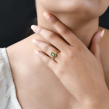 Ammolit und wei&szlig;er Zirkon-Ring - 1,18 ct.