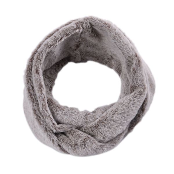 Damen Winterschal in Zweifarb-Design aus Kunstfell, Kaffeeton