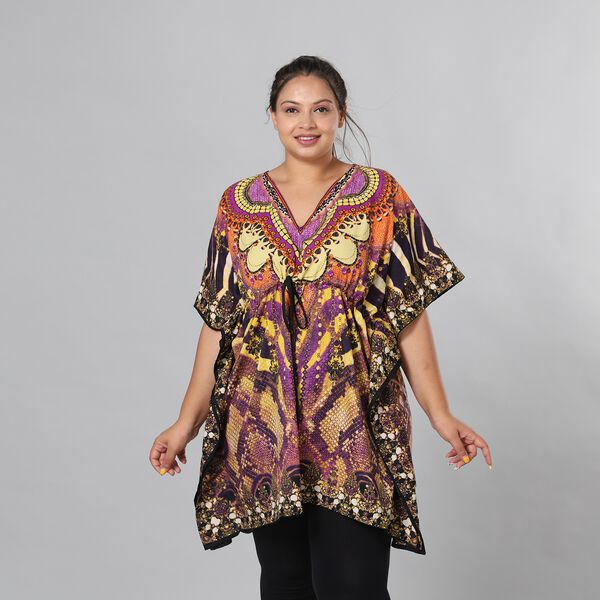 V-Ausschnitt bedruckter Kaftan