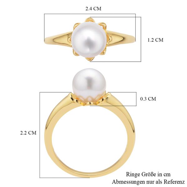 Wei&szlig;er S&uuml;dsee Perlen-Ring, 925 Silber vergoldet image number 6