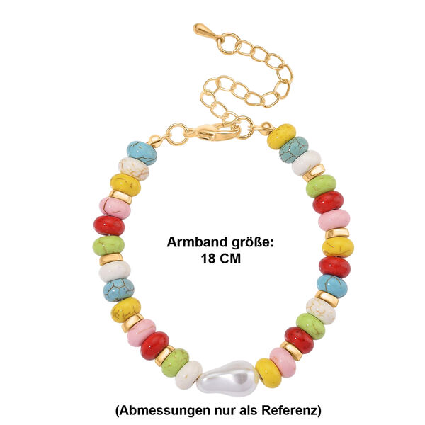 Wei&szlig;e Muschelkernperle, Howlit Armband, ca. 18 cm + 5 cm Extender, goldfarben image number 6