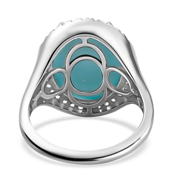 Amerikanischer, nat&uuml;rlicher Sleeping Beauty T&uuml;rkis und Zirkon-Halo-Ring in Silber image number 6