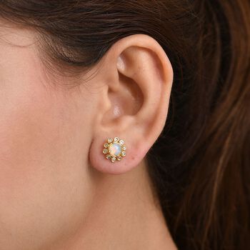 D'Joy Nat&uuml;rliche, &auml;thiopische Welo Opal und Zirkon Ohrringe - 1,67 ct.
