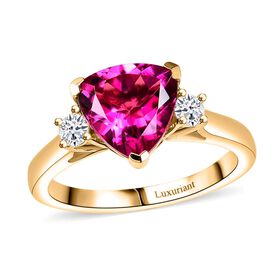 AAA Lab Grown Bixbite, Lab Grown Diamant Ring 417 Gold (Größe 17.00) ca. 3,45 ct