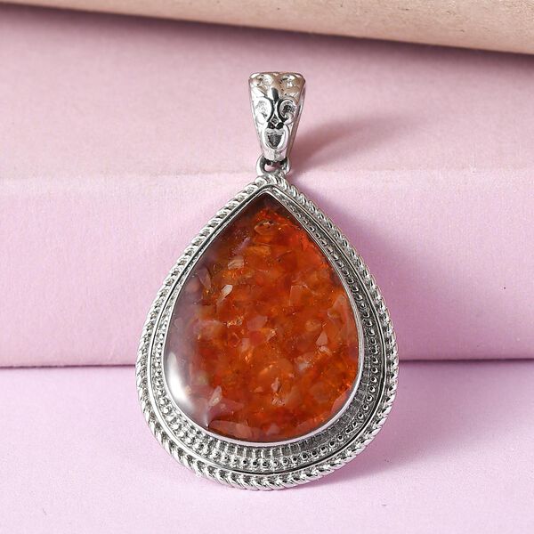 Feueropal-Fragment Anhänger, Edelstahl ca. 5,33 ct image number 2