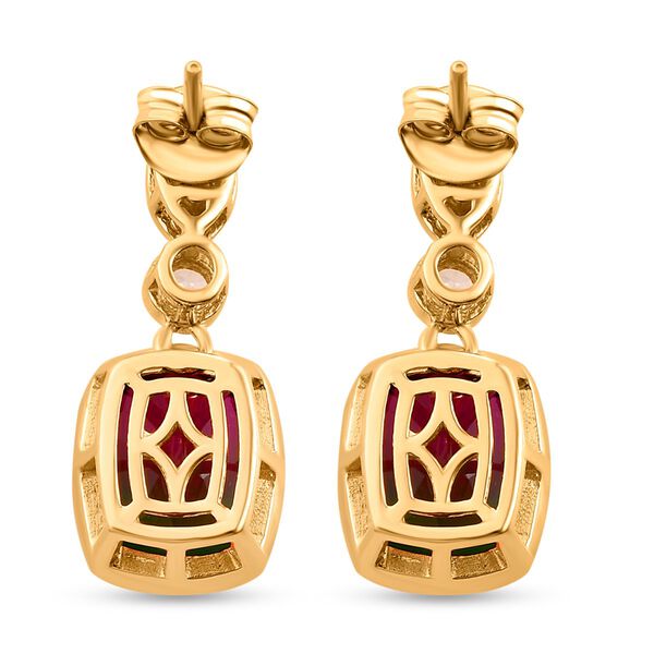 Wassermelonen-Quarz-Triplett und weiße Zirkon-Ohrringe, 925 Silber vergoldet ca. 9.66 ct image number 5