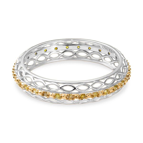 D'Joy Gelber Diamant Ring 925 Silber rhodiniert (Größe 18.00) ca. 0,15 ct image number 5