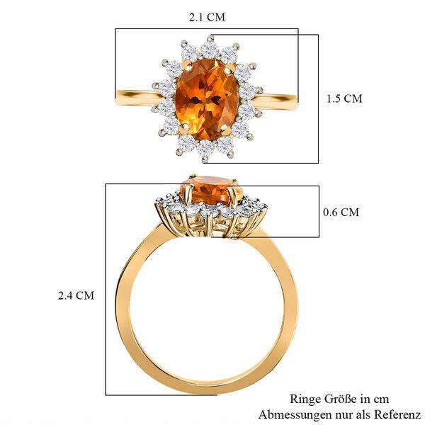 Serra Gaucha Citrin, Weißer Zirkon Ring, 925 Silber Gelbgold Vermeil, (Größe 20.00) ca. 3.14 ct image number 7