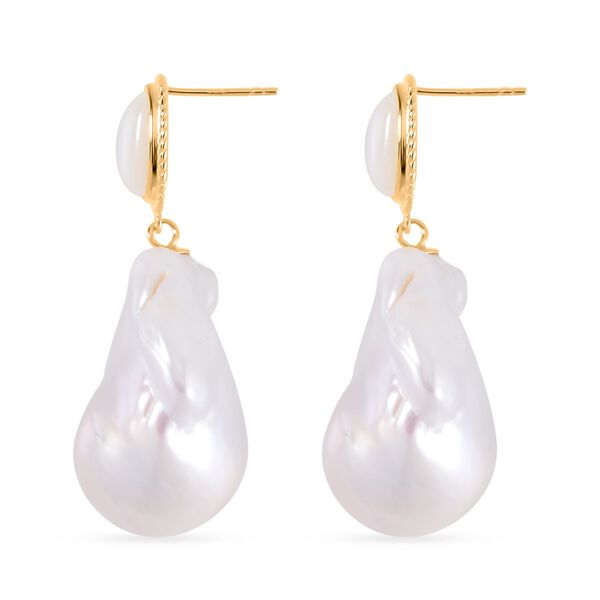 16-20 mm wei&szlig;e Barockperle und wei&szlig;e Perlmutt-Ohrringe image number 4