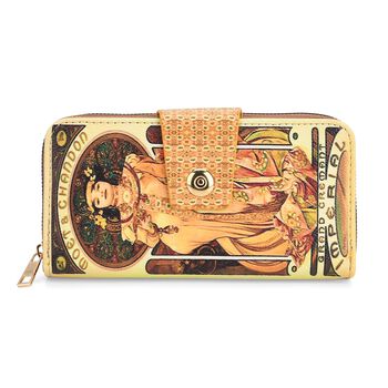 Langb&ouml;rse mit Alphonse-Mucha-Motiv, 19x4x9 cm, Gold