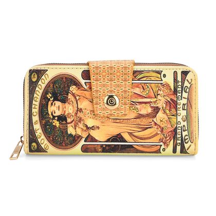 Langb&ouml;rse mit Alphonse-Mucha-Motiv, 19x4x9 cm, Gold