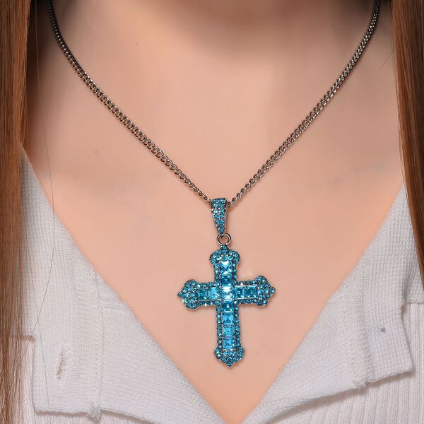 Hellblauer Kristall Halskette ca. 50 cm image number 2