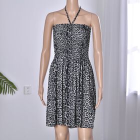 Sommer Halsträger Top mit gesmoktem Taille, Schwarz und weiß