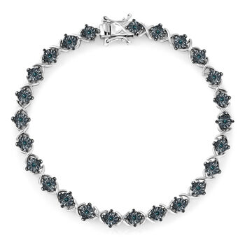 D'Joy blaues Diamant 19cm Armband, 925 Silber rhodiniert - 0,25 ct.