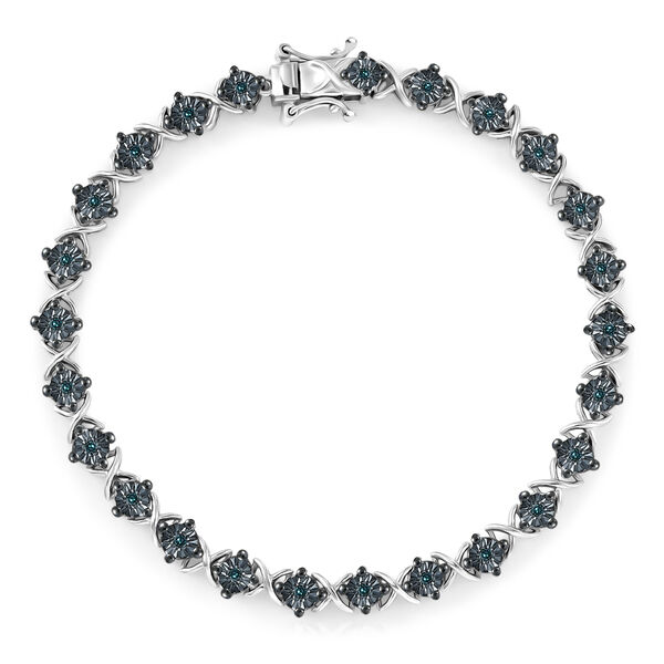 D'Joy Blauer Diamant Armband ca. 19 cm 925 Silber rhodiniert ca. 0.25 ct
