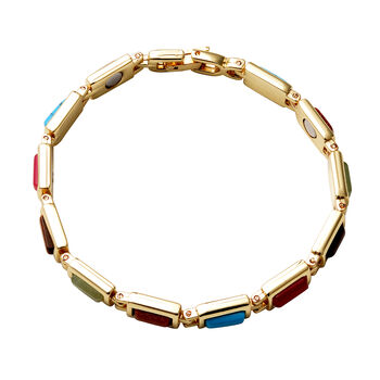 Mehrfarbiges Edelsteinarmband ca. 16.5 cm goldfarben ca. 15,80 ct