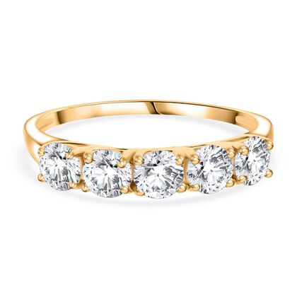 Moissanit Ring 925 Silber Gelbgold Vermeil (Gr&ouml;&szlig;e 18.00) ca. 1,20 ct