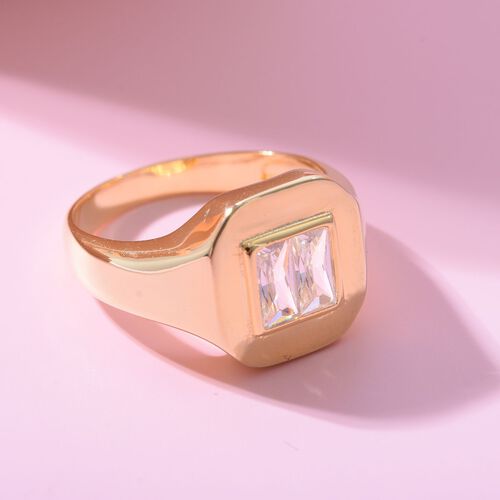 Lustro Stella - Weißer Zirkonia Ring, 925 Silber vergoldet, ca. 0.72 ct image number 1